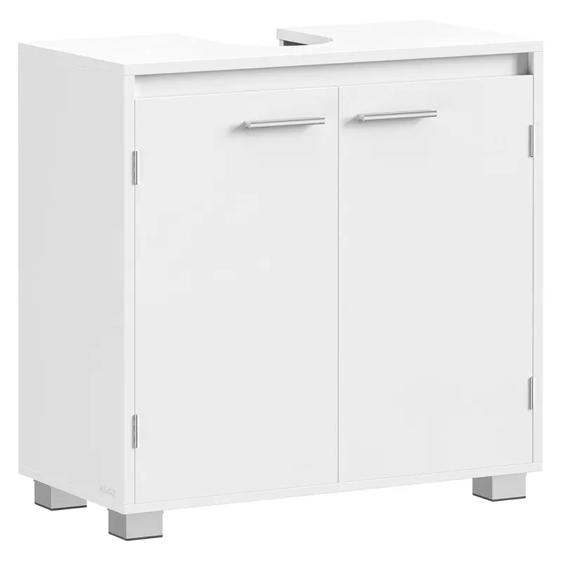 Dulap baie suport lavoar mdf 2 compartimente raft reglabil, 30x60x60 cm, design modern, alb
