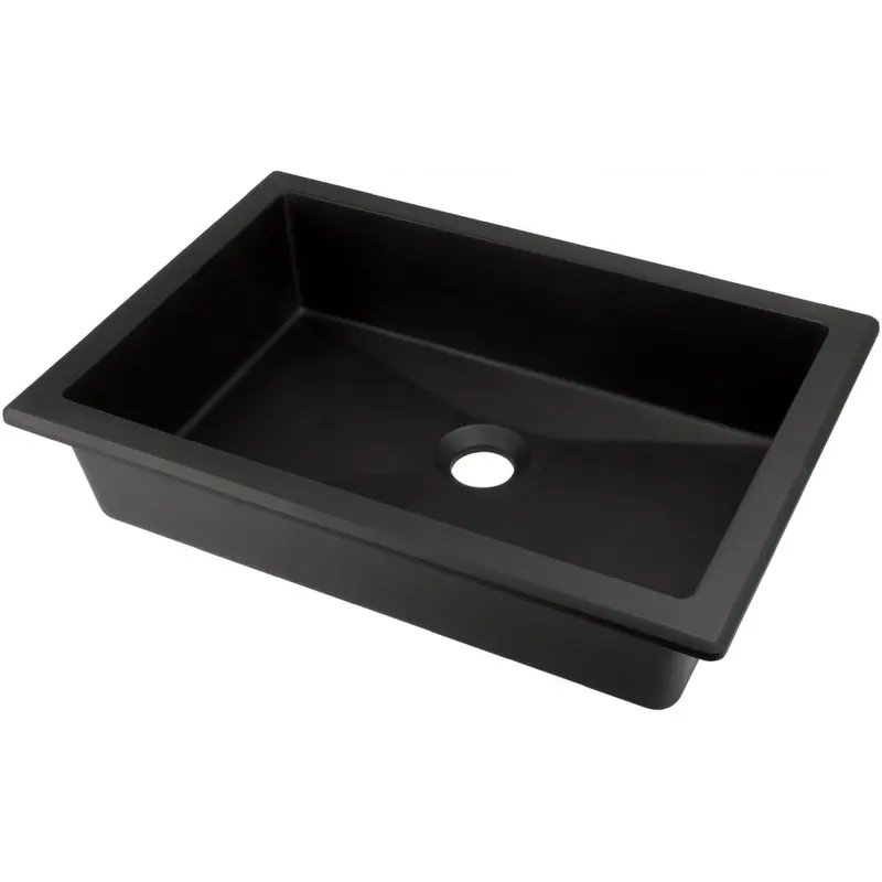 Lavoar incastrat compozit negru Deante Correo, dreptunghiular, 50 cm
