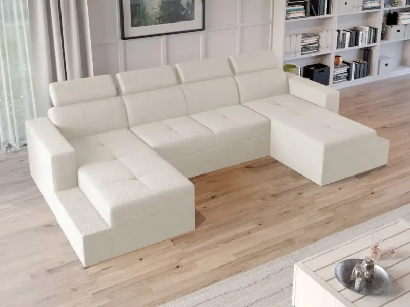 Coltar U Extensibil Paloma plusat aspect lana alba