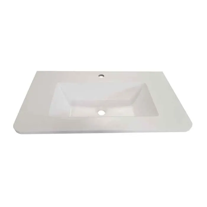 Lavoar din compozit 80 cm, colturi rotunjite, alb mat, Fluminia Pisa
