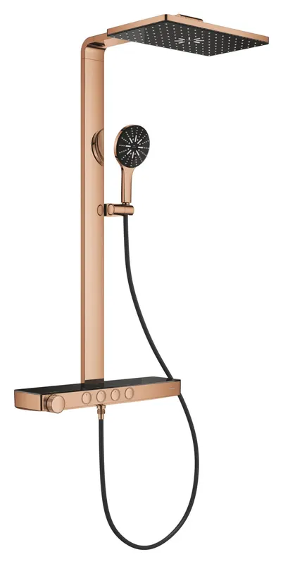 Sistem de dus Grohe 100962DA00 SPA Aqua Pure, termostat, palarie dus 400 mm, 3 functii para dus, cupru lucios