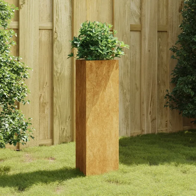jardiniera de gradina, 30x26x75 cm, otel corten