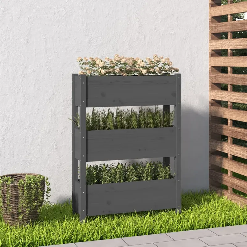 jardiniera, gri, 77 x 25 x 104,5 cm, lemn masiv de pin