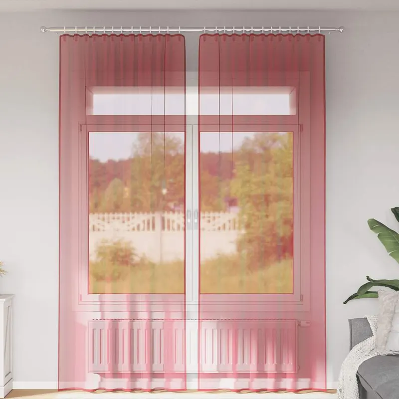 perdele voile cu bucle 2 buc rosu vin 140x260 cm