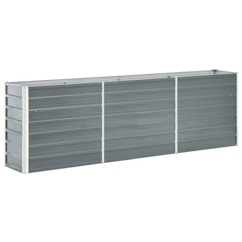 strat inaltat de gradina, gri, 240x40x77 cm, otel galvanizat
