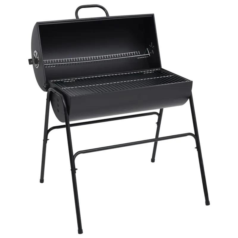 gratar cilindru cu 2 grile de gatit, negru, 80x95x90 cm, otel