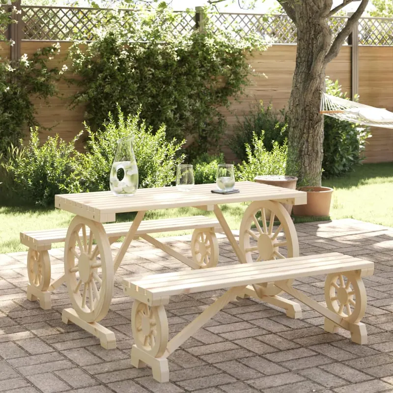 set mobilier de gradina, 3 piese, lemn masiv de brad