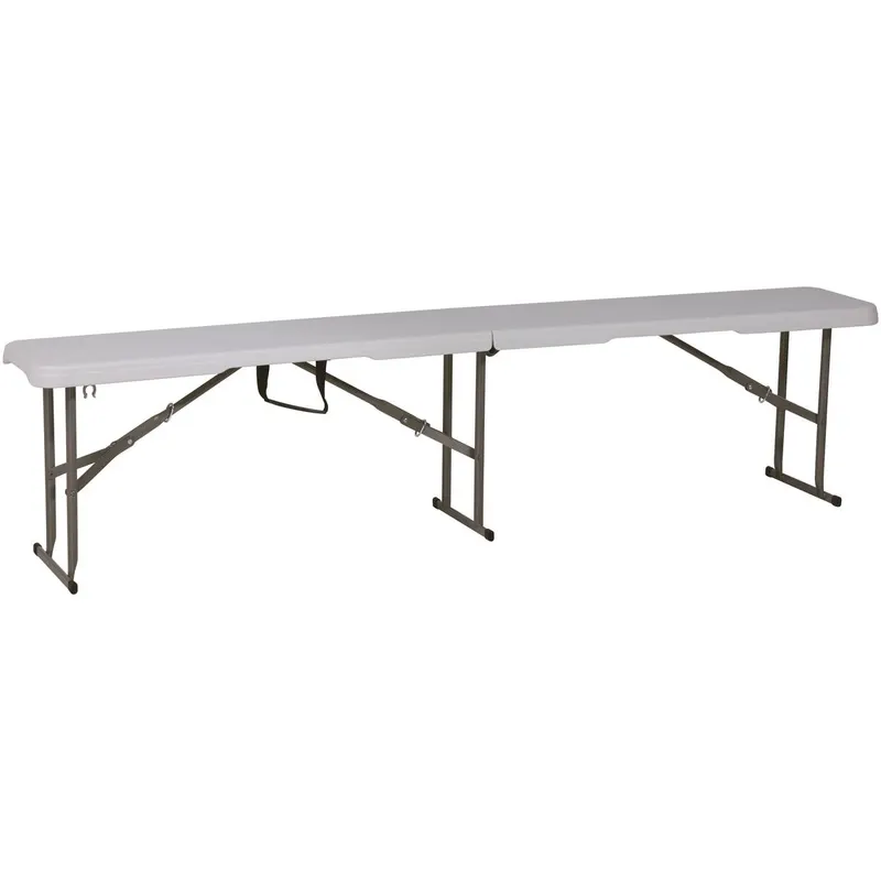 Banca pliabila hdpe cadru otel maner transport compacta, 183x28x43 cm, maxim 200 kg, alb