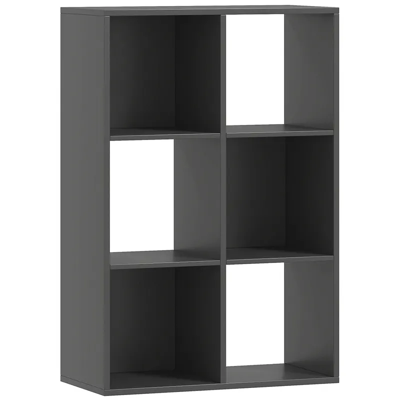 HOMCOM Bibliotecă Modernă Modulară cu 6 Compartimente din PAL, Maro