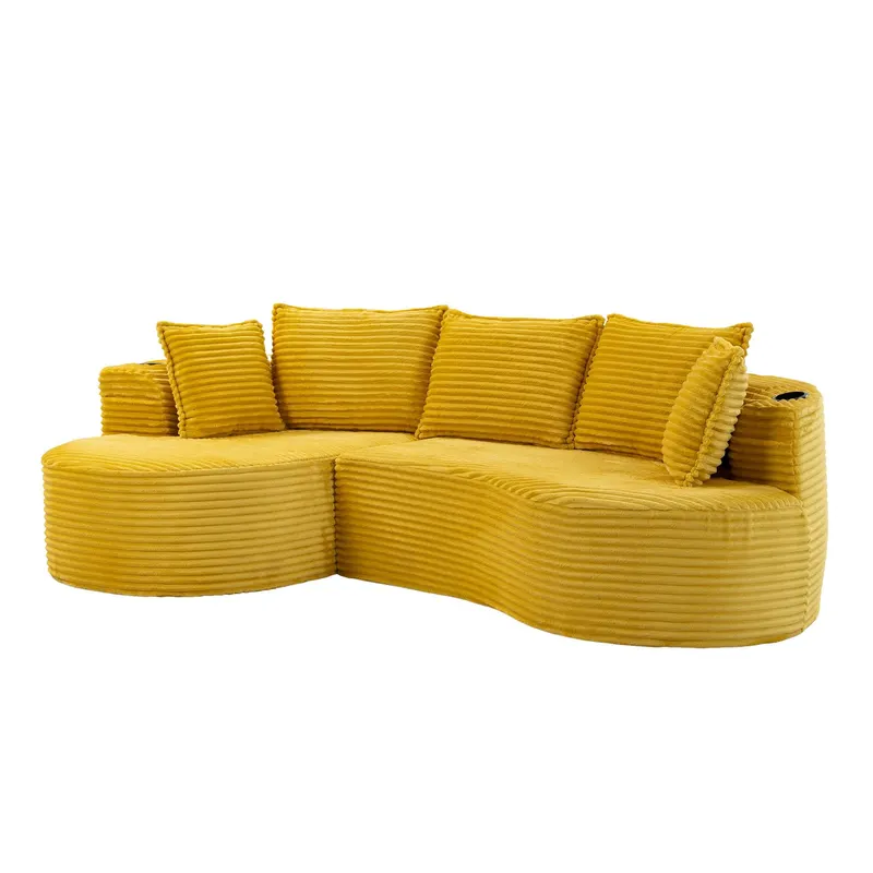 Bogesofa din catifea reiată, Galben