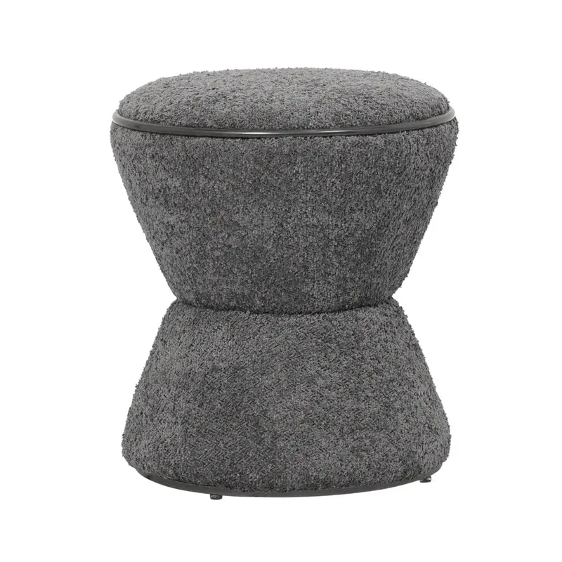 Taburet AGLAVO BOUCLE BLACK ROUND Ø38 CM - Gri inchis