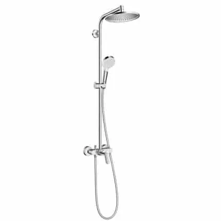 Set dus cu baterie, crom cu palarie 240mm si para de dus Crometa Hansgrohe