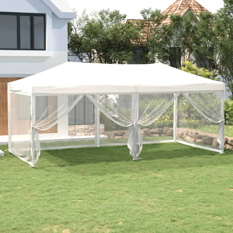 cort pliabil pentru petreceri cu pereti lateral, alb, 3x6 m