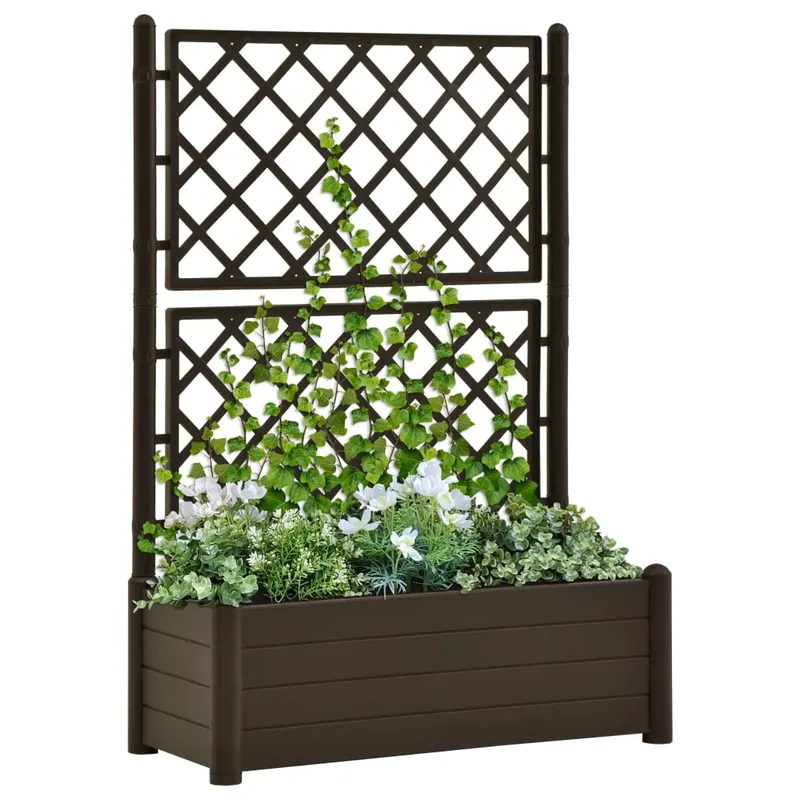 jardiniera de gradina cu spalier, cafeniu, 100 x 43 x 142 cm pp