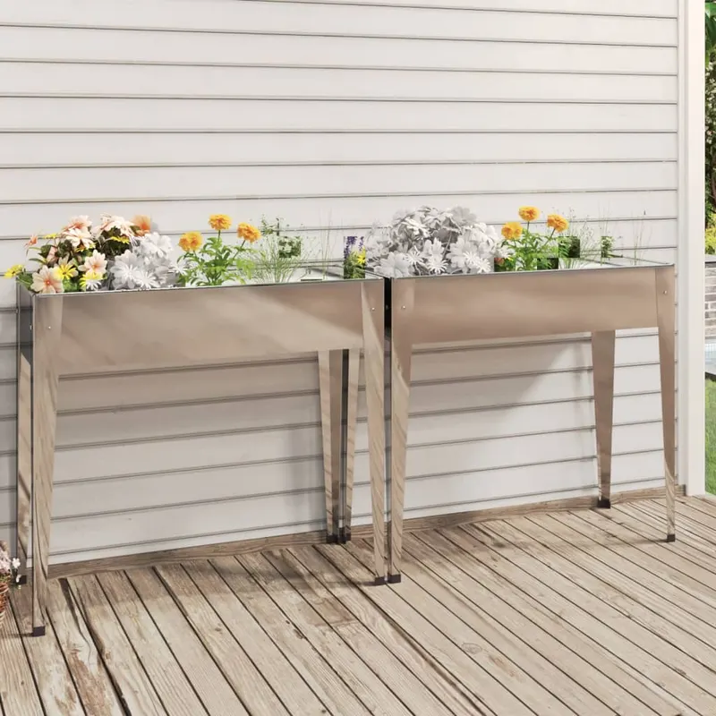 jardiniere de gradina, 2 buc., otel galvanizat