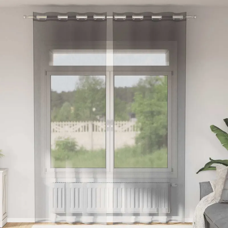 perdele voile cu oelii 2 buc gri inchis 140x260 cm