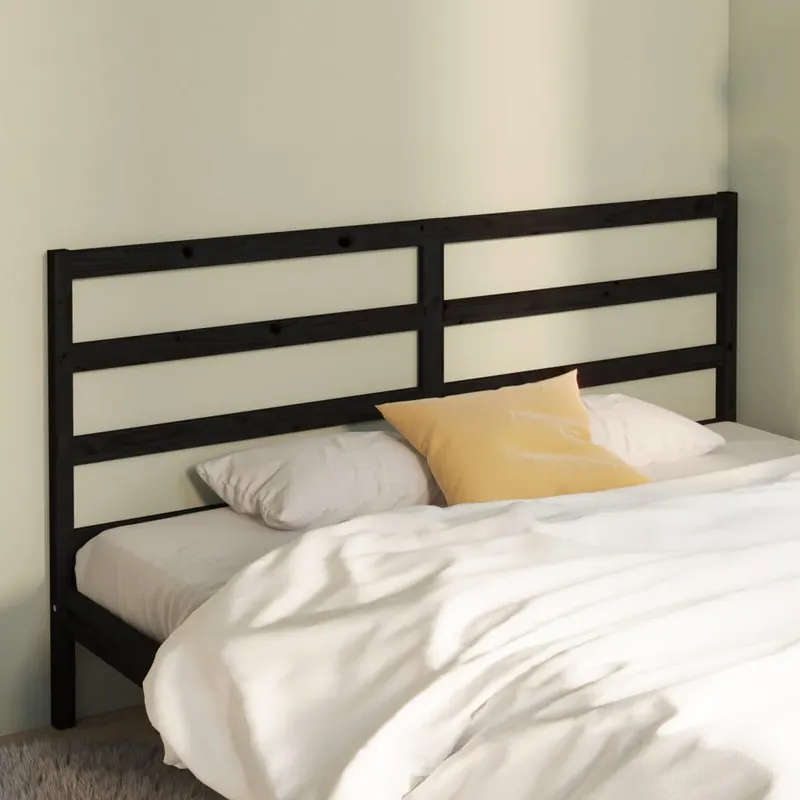 tablie de pat, negru, 206x4x100 cm, lemn masiv de pin