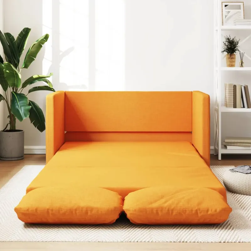 canapea extensibila 2 in 1 galben inchis 112x174x55 cm tesatura