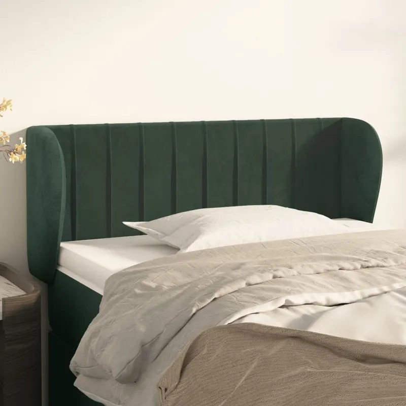 tablie de pat cu aripioare verde inchis 93x23x78/88 cm catifea