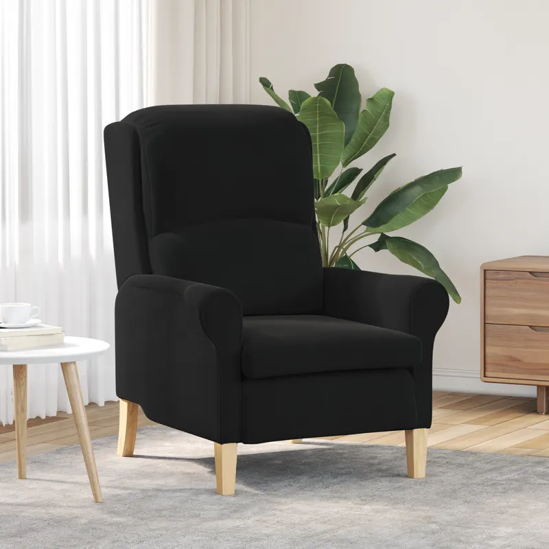 fotoliu negru negru tesatura, lemn standard ergonomic