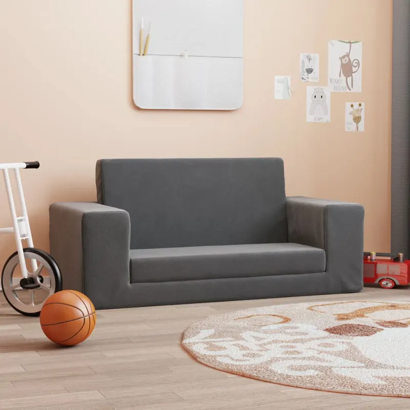 canapea extensibila de copii cu 2 locuri, antracit, plus moale