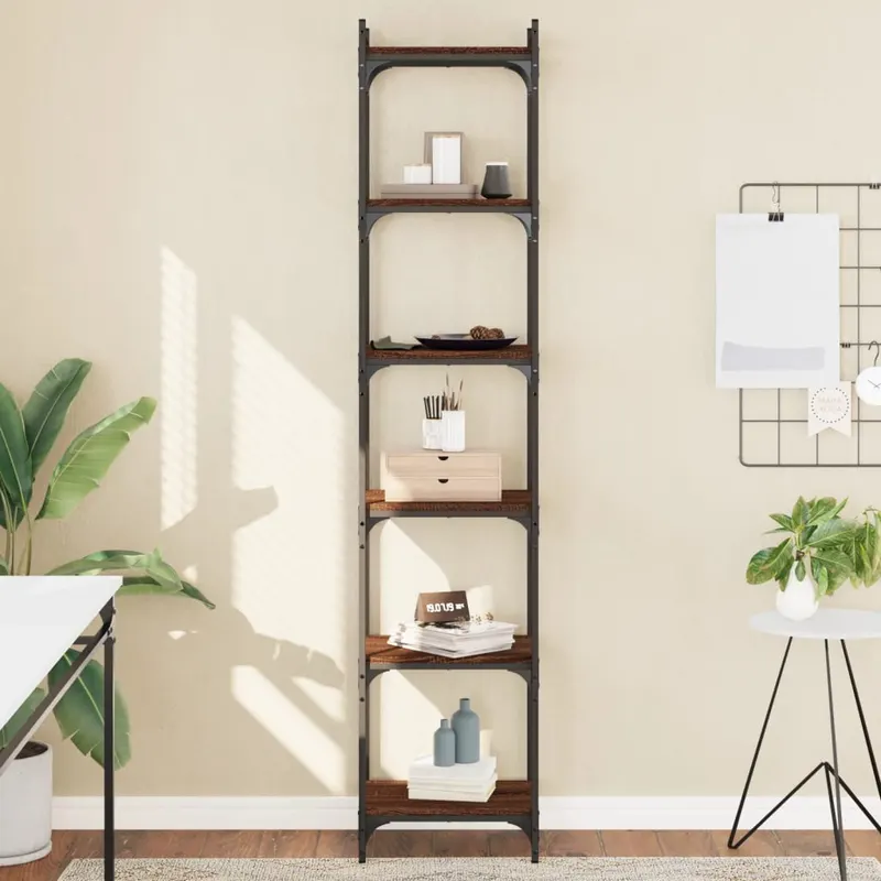 biblioteca 6 niveluri, stejar maro 40x30x188 cm, lemn prelucrat