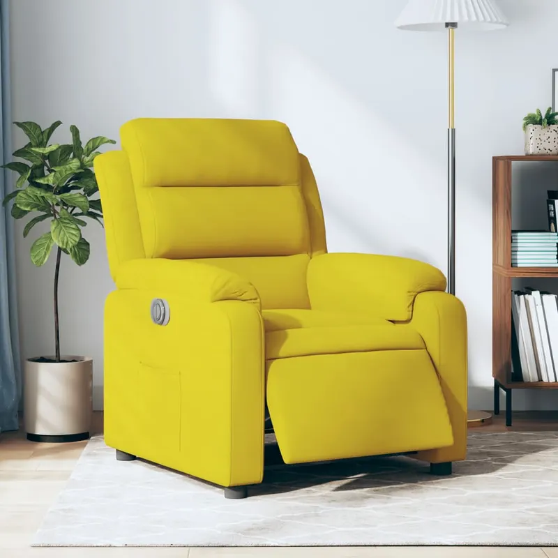Fotoliu rabatabil electric, galben, catifea