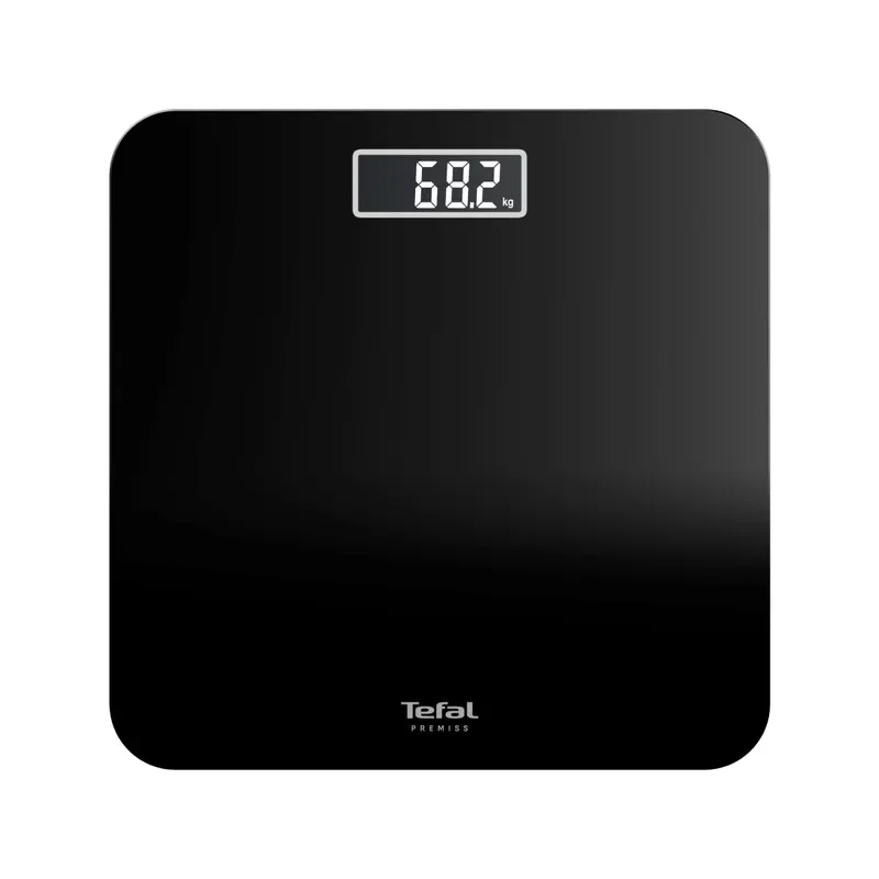 Cantar de baie Tefal Premiss PP1800V0, 160 kg, gradatii la 100 g, 30 x 30 cm, sticla, baterii incluse, negru