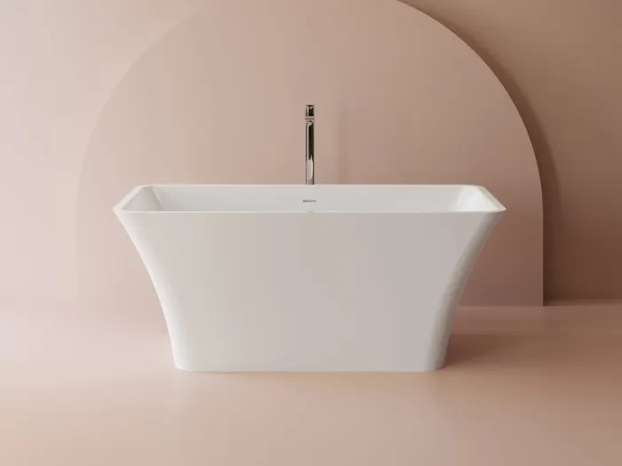 Cada freestanding dreptunghiulara, compozit alb lucios, 150x76.2x62.5 cm, Minerva