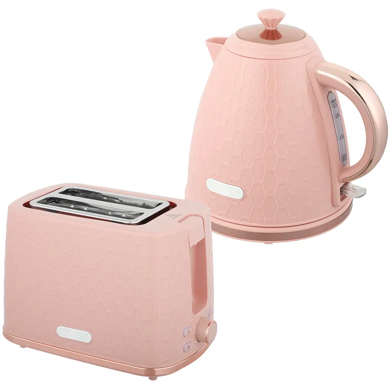 HOMCOM Set fierbător și prăjitor, fierbător rapid 1,7 L 2200 W cu oprire automată și prăjitor pentru 2 felii cu tavă pentru firimituri, Roz