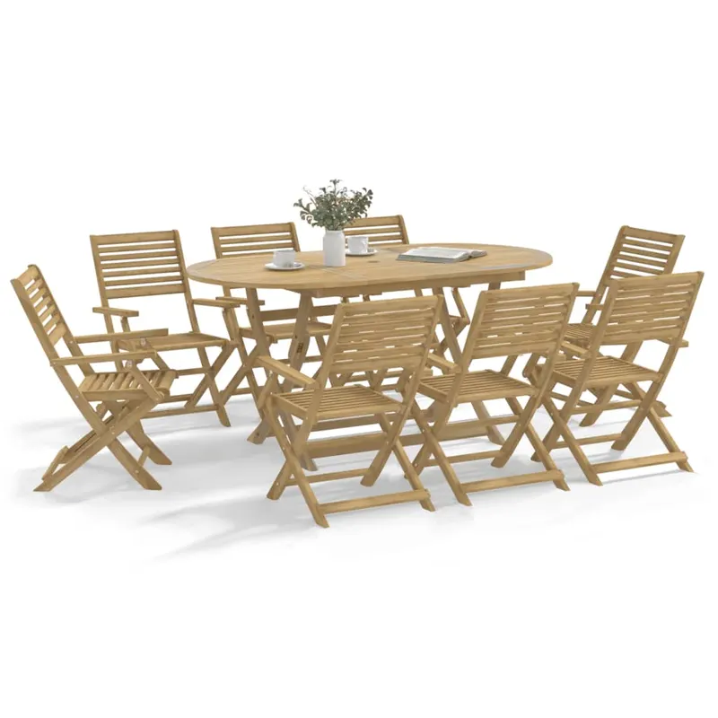 set mobilier de gradina, 9 piese, lemn masiv de acacia