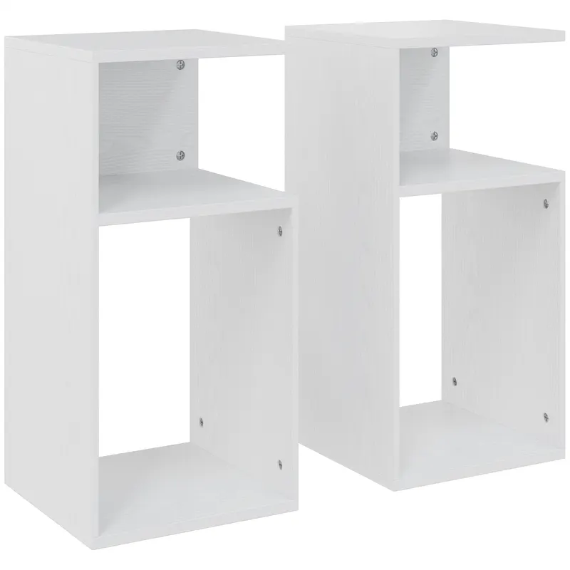 HOMCOM Set de 2 Măsuțe de Cafea Moderne cu Raft Deschis, Alb