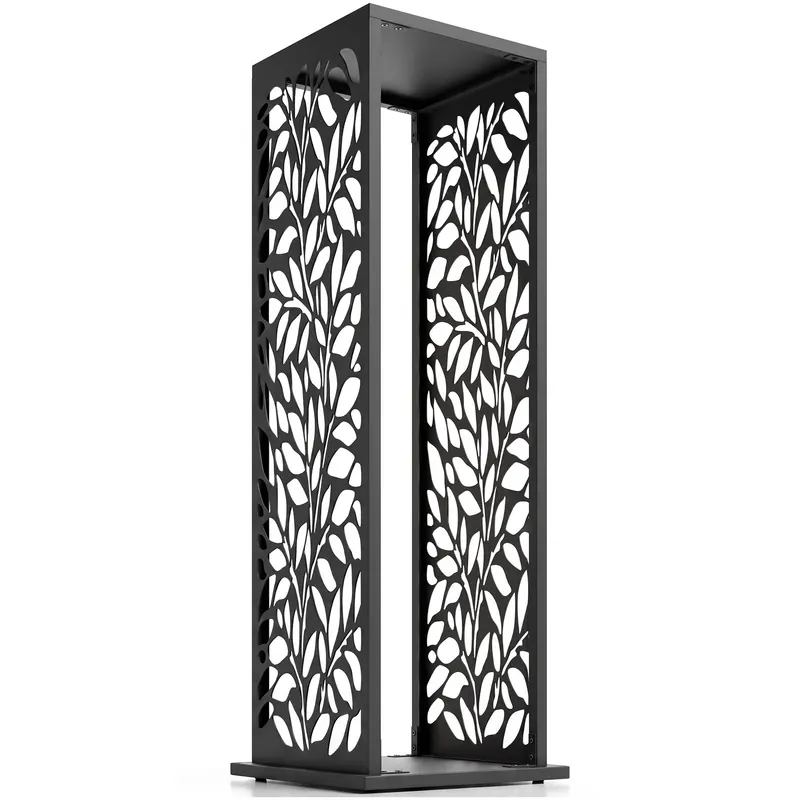 Outsunny suport lemne 38 x 38 x 112cm suport de lemne ridicat cu 4 cârlige decupaje decorative până la 100 kg oțel