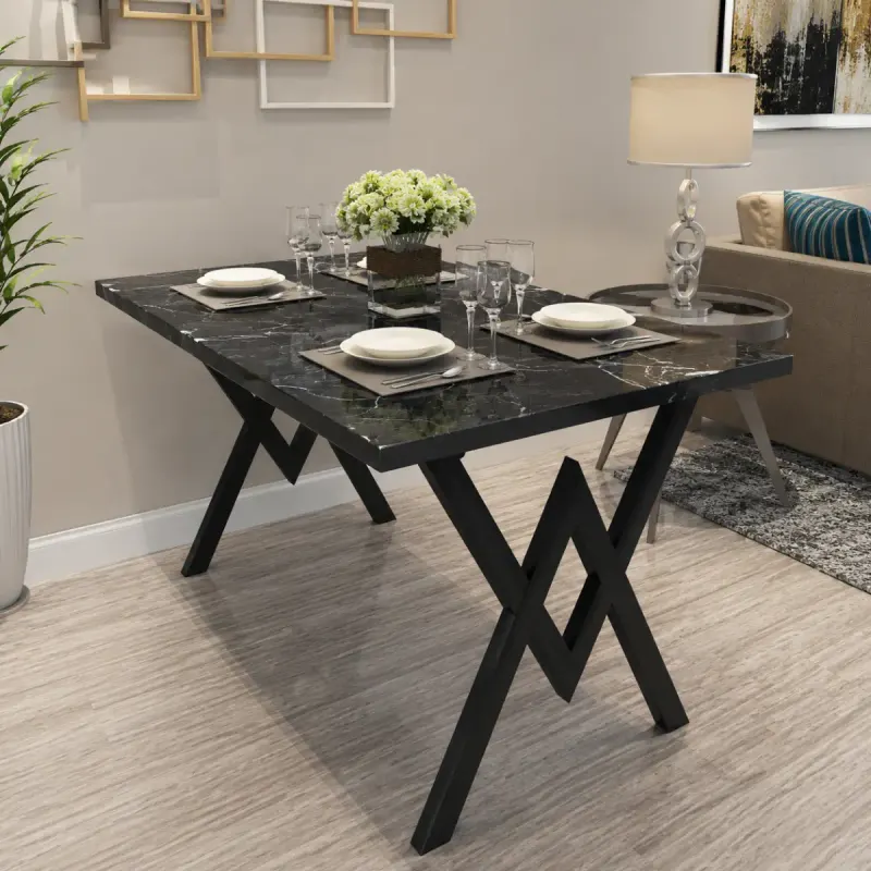 Masa bucatarie texturata, negru marmorat, 120x80x75 cm, A0102