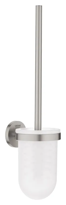 Perie WC Grohe 40374DC1, Essentials, suport perie, fixare ascunsa, sticla, metal, mat, otel satinat