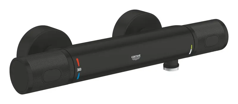 Baterie dus Grohe 347902430, 1 bar, 91 mm, 313 mm, 2 orificii instalare, 1 2 dimensiune racord furtun, Negru