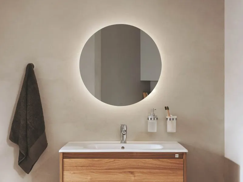 Oglinda baie Roca A812400000, Luna, zona montaj pe perete, montaj insurubare, iluminare, tip iluminare led