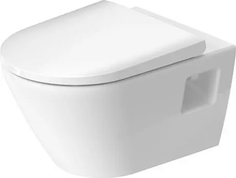 Set vas WC Duravit 45780900A1, D-Neo, montaj suspendat, tip clatire jet de apa, tip evacuare orizontala, alb