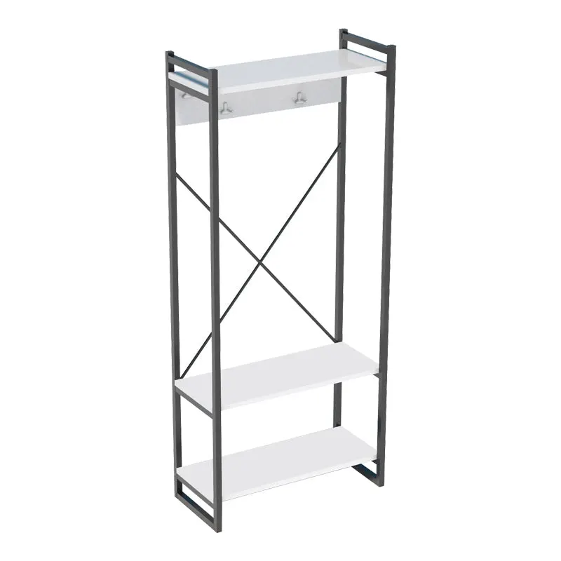 Cuier mobilier intrare Baker, nuc-negru, 90x34x180 cm - Alb