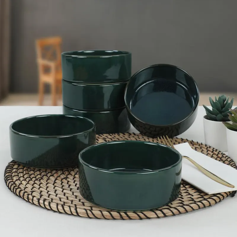 Set boluri ceramice, Verde, 14x6x14 cm - Verde