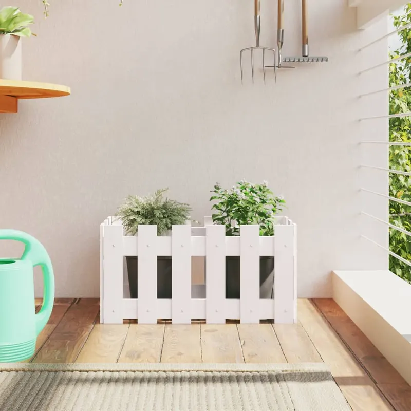 jardiniera gradina design gard, alb, 60x30x30 cm lemn masiv pin