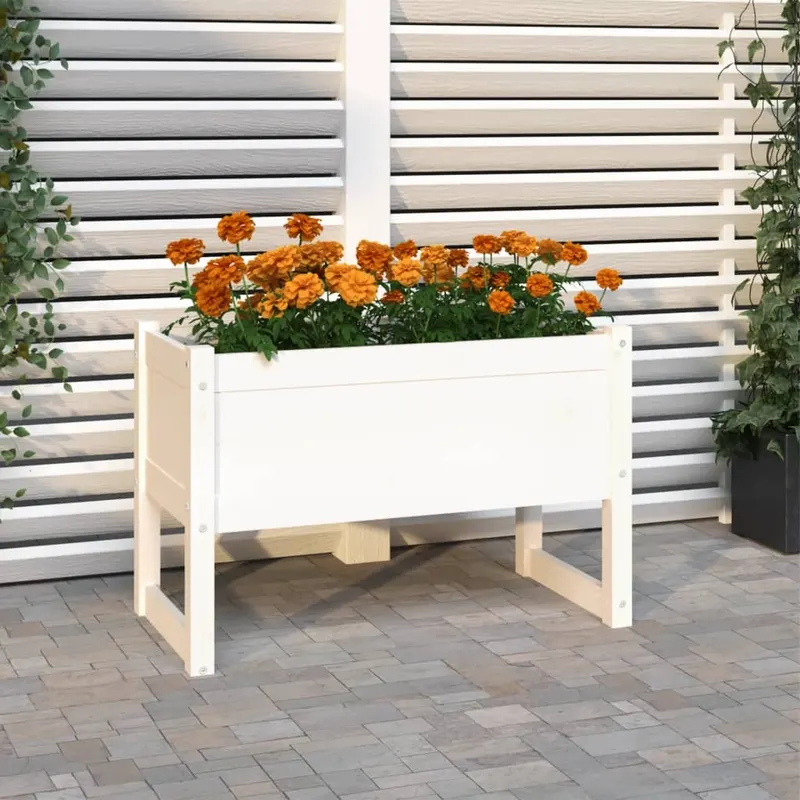 jardiniera, alb, 78x40x52 cm, lemn masiv de pin