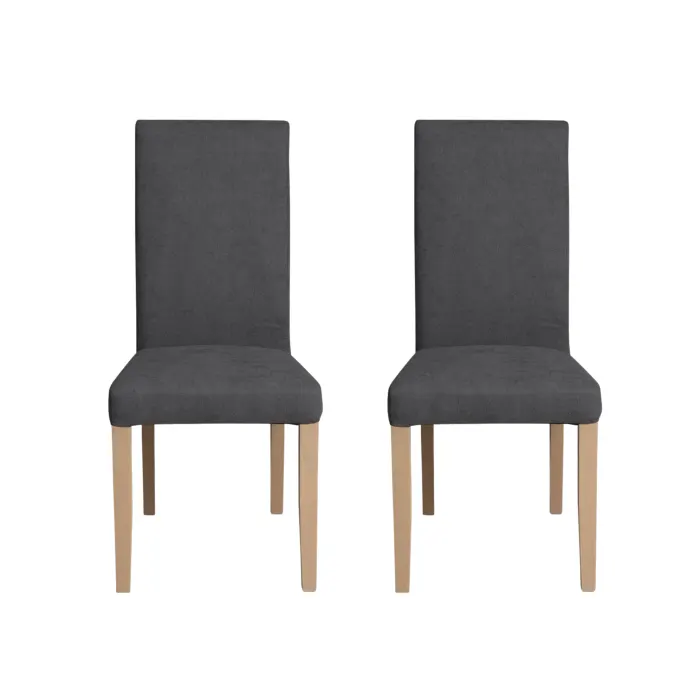 Set 2 scaune living TEO, picioare lemn natur, stofa gri inchis, 46x60x98 cm