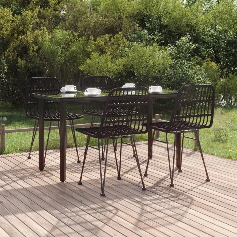 set mobilier de gradina, 5 piese, negru, poliratan