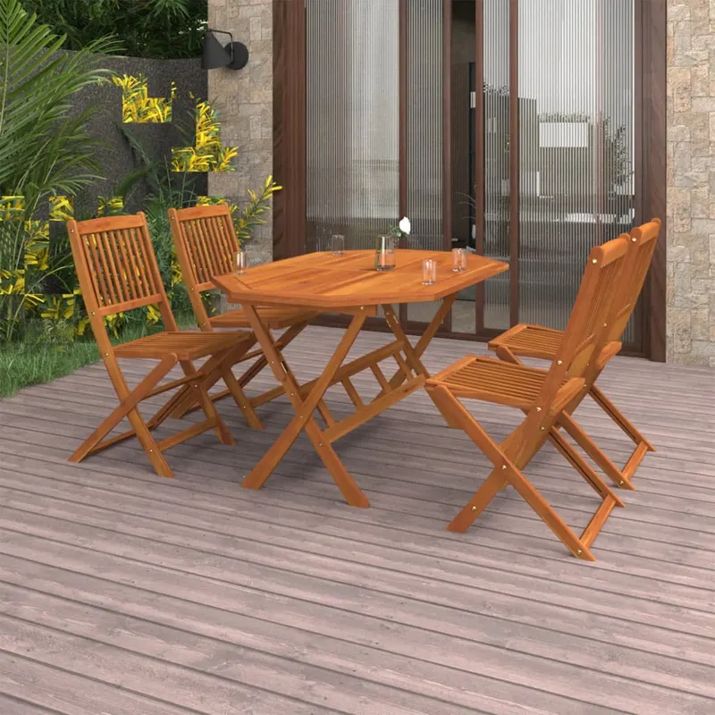 set mobilier de gradina, 5 piese, lemn masiv de acacia