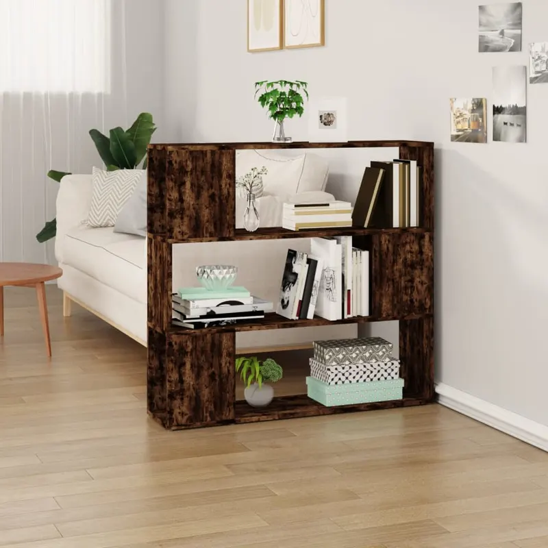 biblioteca/separator de camera, stejar afumat, 100x24x194 cm