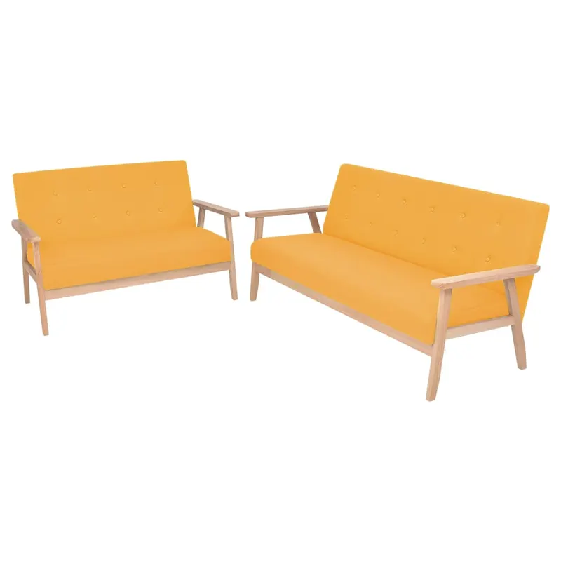 set cu canapele, 2 piese, material textil, galben