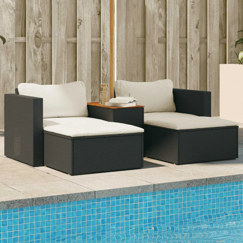 set mobilier de gradina cu perne, 5 piese,poliratan/lemn acacia