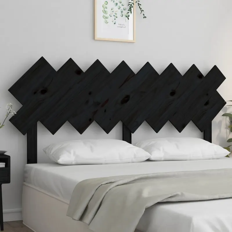 tablie de pat, negru, 159,5x3x80,5 cm, lemn masiv de pin