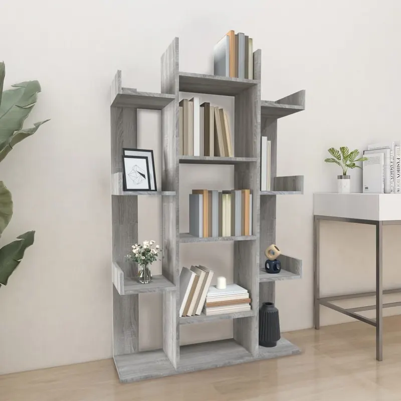 biblioteca, gri sonoma, 86x25,5x140 cm, lemn prelucrat